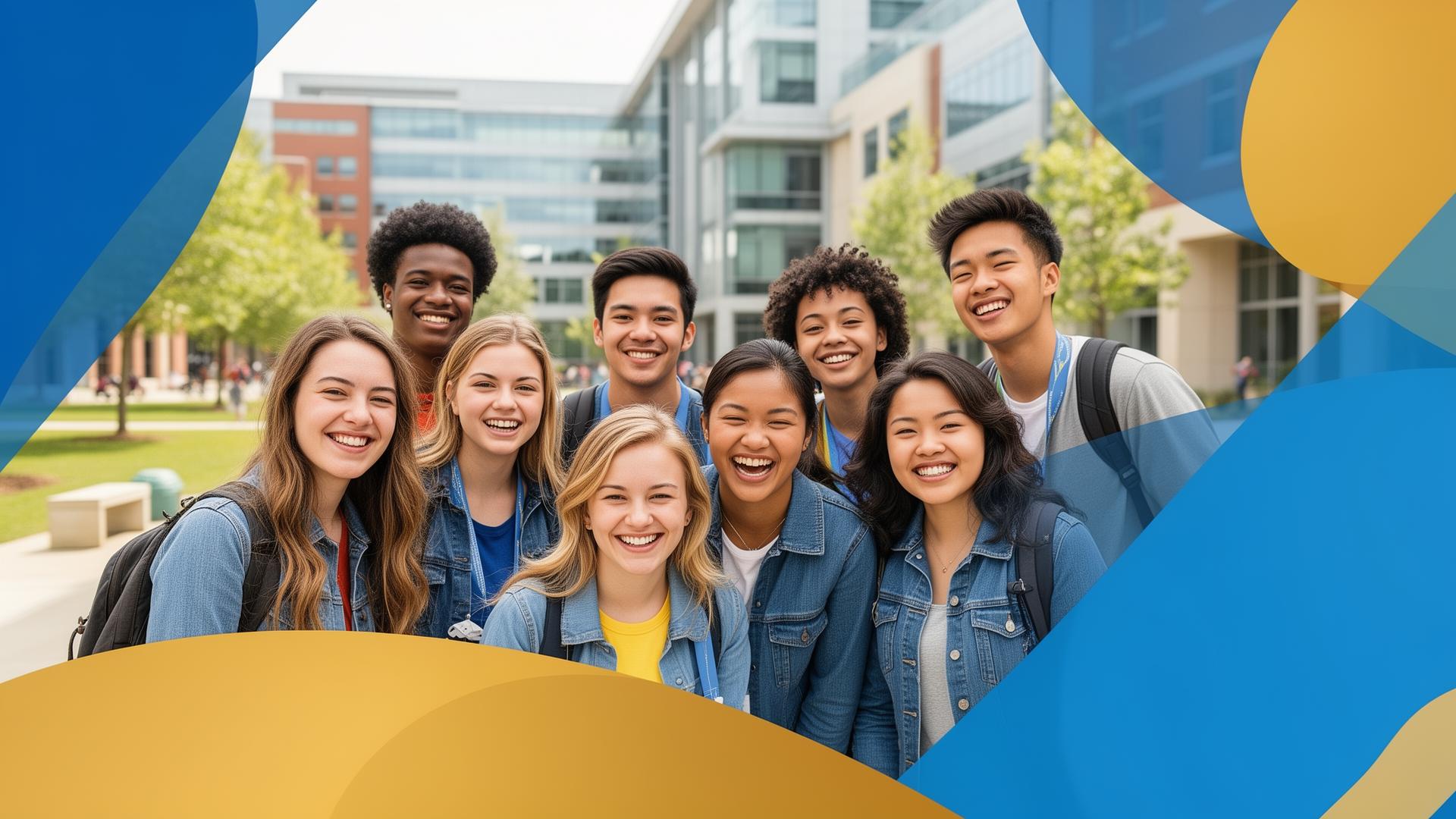 International students together on campus
